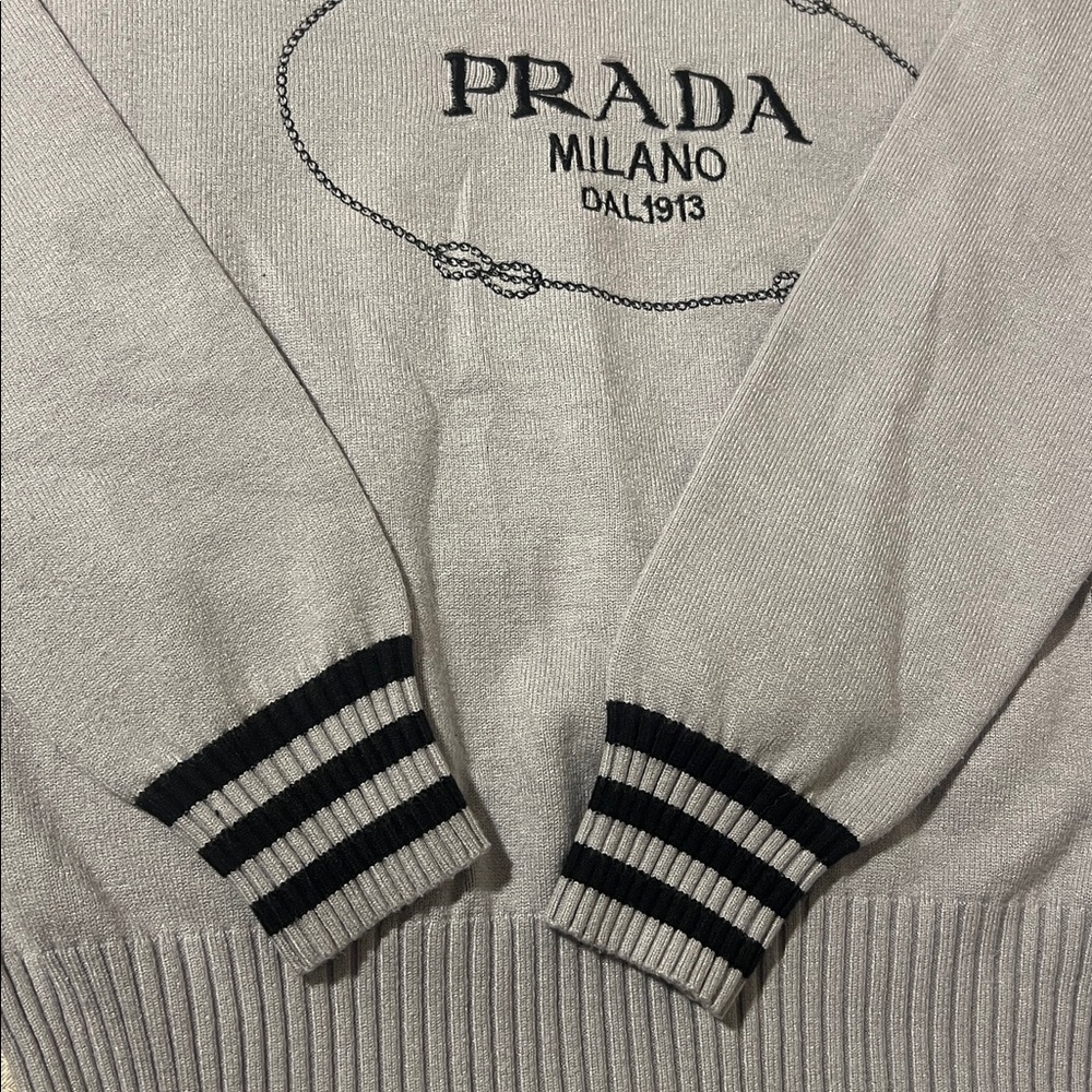 Prada Milano Dal 1913- Light Gray Crewneck Sweater-XL - Picture 4 of 5
